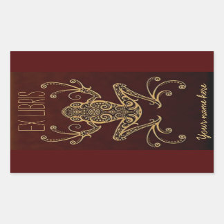 Sticker Rectangulaire Plaque d'enregistrement Tribal Frog Ex Libris