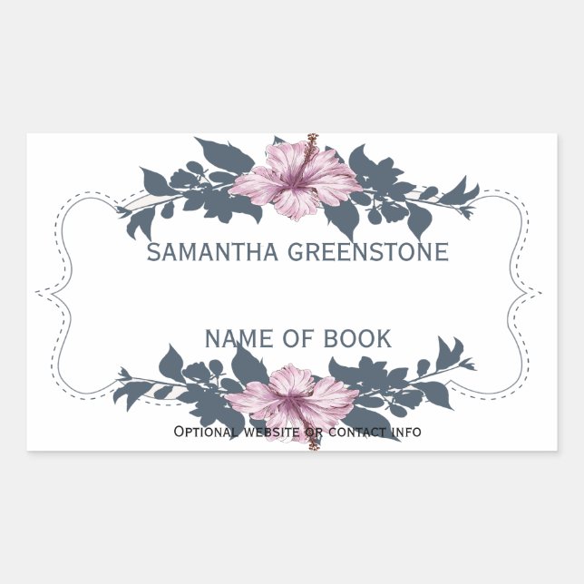 Sticker Rectangulaire Plaque florale de signature de l'auteur (Devant)
