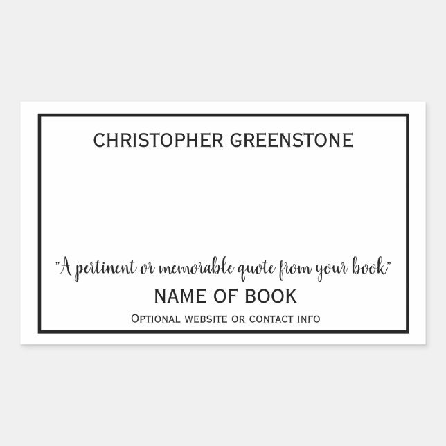 Sticker Rectangulaire Plaque noire de signature de l'auteur (Devant)