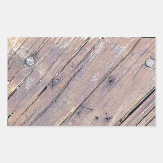 Sticker Rectangulaire Plaque texturée en bois patiné (Devant)