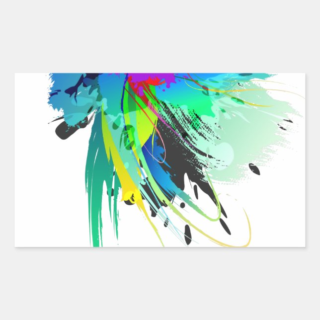 Sticker Rectangulaire Plaques de peinture Peacock Abstraites (Devant)