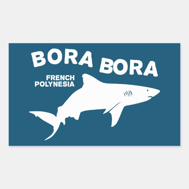 Sticker Rectangulaire Plongée De Requin À Bora Bora (Devant)