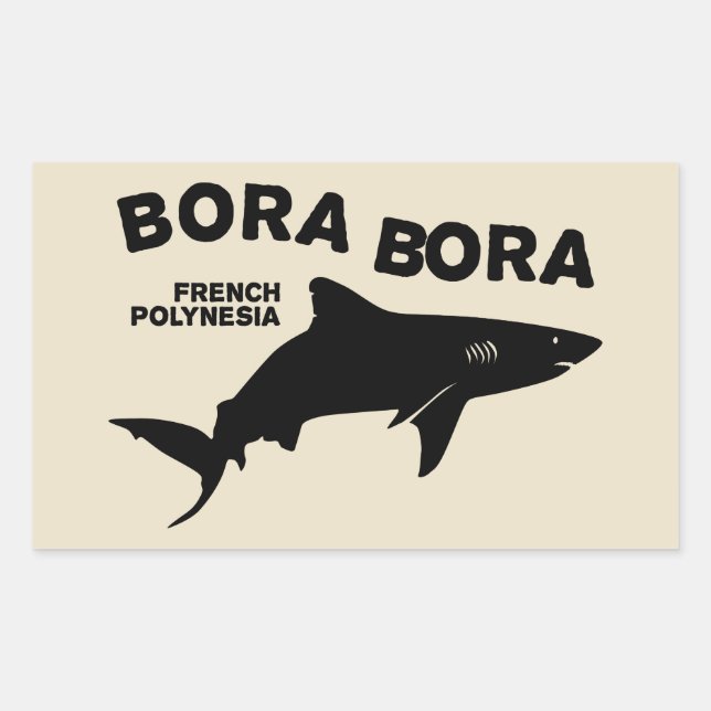 Sticker Rectangulaire Plongée De Requin À Bora Bora (Devant)