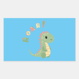 Sticker Rectangulaire Plongez dans le plaisir avec une fête Dino-Mite !