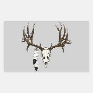 Sticker Rectangulaire Plume d'aigle de crâne de cerfs communs de mule