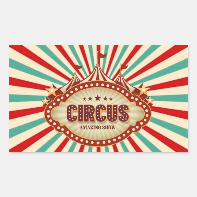 Sticker Rectangulaire Plus grand spectacle sur Terre Cirque Anniversaire (Devant)