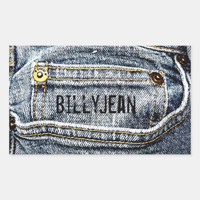 Sticker Rectangulaire Pocket Blue Jean Denim - Personnalisez-le ! (Devant)