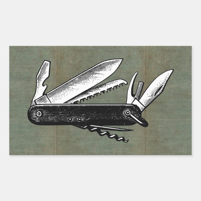 Sticker Rectangulaire Pocket Knife Art vintage (Devant)