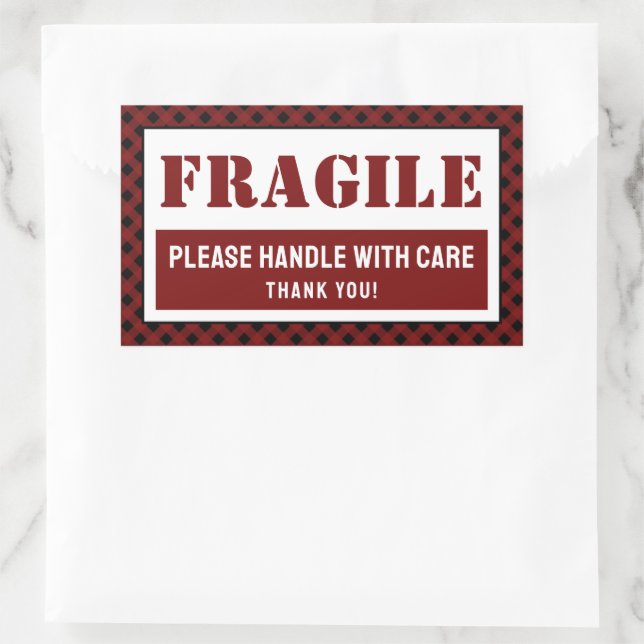 Sticker Rectangulaire Poignée Fragile Avec Emballage Motif Soigné (Sac)