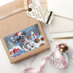 Sticker Rectangulaire Pointeur à poils durs Griffon dans le Casquette de