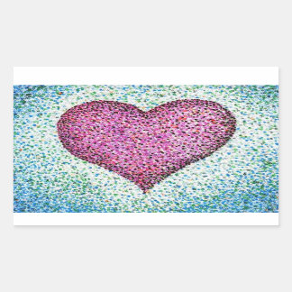 Sticker Rectangulaire Pointillisme du coeur rose moderne