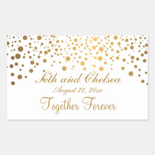 Sticker Rectangulaire Points Or du jour du mariage   Personnaliser