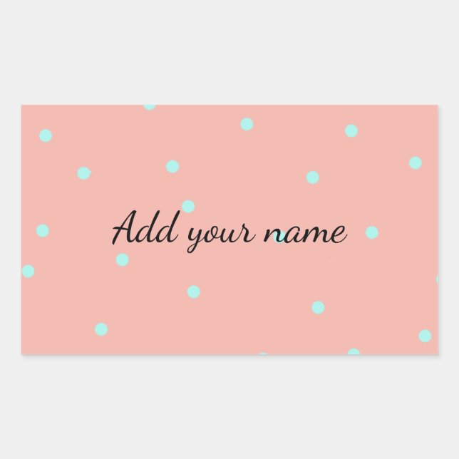 Sticker Rectangulaire Pois orange bleu abstrait ajouter un nom au texte (Devant)