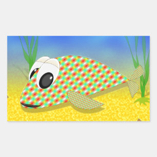 Sticker Rectangulaire Poisson Carton mignon