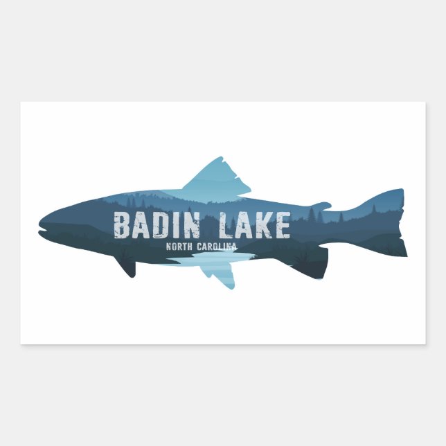 Sticker Rectangulaire Poisson du lac Badin en Caroline du Nord (Devant)