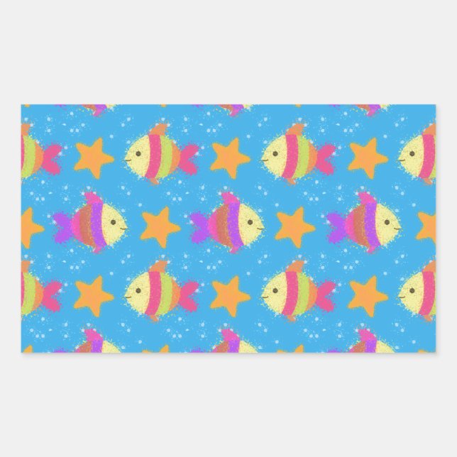 Sticker Rectangulaire Poisson Et Motif D'Épée (Devant)