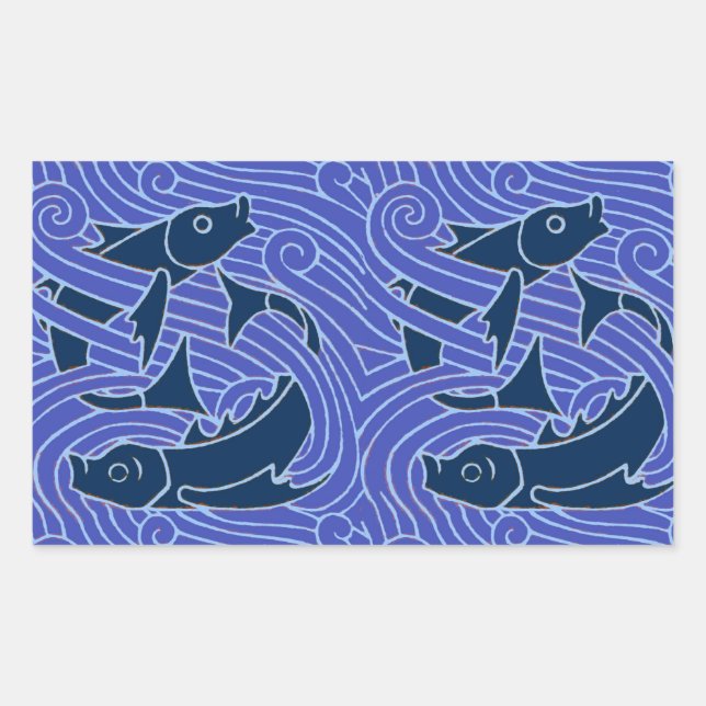 Sticker Rectangulaire Poisson Gras Baignade Océan Bleu Pêche (Devant)
