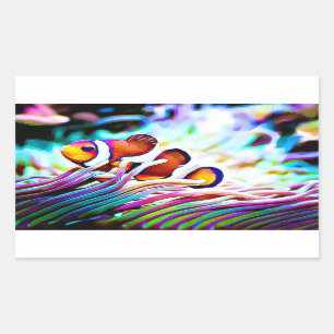 Sticker Rectangulaire Poissons de clown jetant un coup d'oeil sur vous