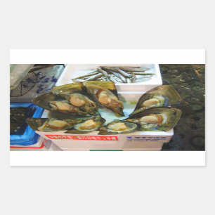Sticker Rectangulaire Poissons de moules géantes Tsukiji, Tokyo, Japon