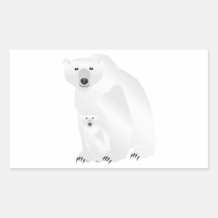 Sticker Rectangulaire Polar Bear Maman et Cub