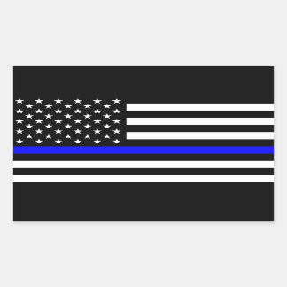 Sticker Rectangulaire - Police à drapeau américain Ligne Bleue Mince