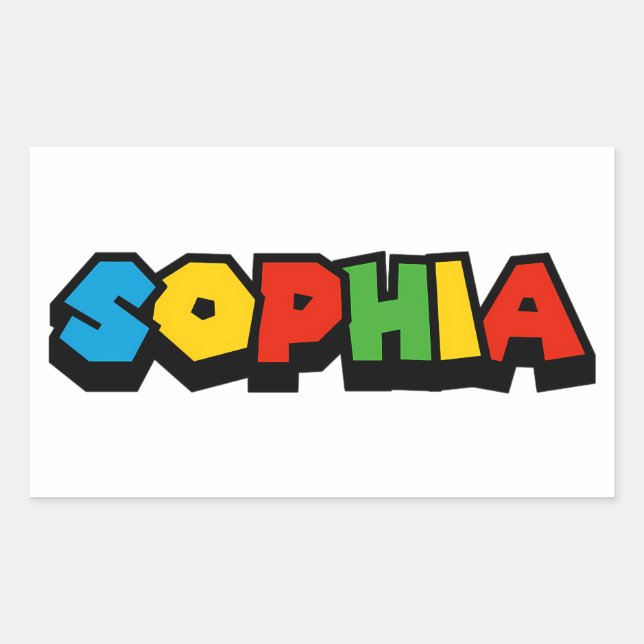 Sticker Rectangulaire Police de bloc de bâtiment rétro - Sophia (Devant)