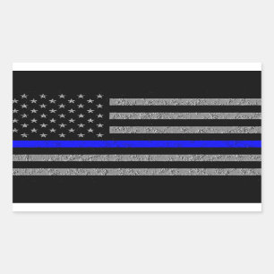 STICKER RECTANGULAIRE POLICE DE SOUTIEN DU DRAPEAU EN LIGNE BLEUE MINCE