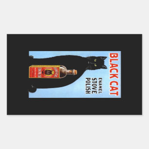 Sticker Rectangulaire Polonais vintage de fourneau de chat noir de la