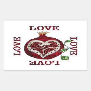 Sticker Rectangulaire Pomegranate Heart LOVE Valentine