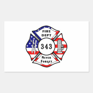 Sticker Rectangulaire Pompier 9/11 N'oubliez jamais 343