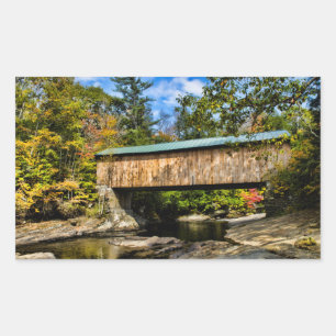 Sticker Rectangulaire Pont couvert de Montgomery avec feuillage d'automn
