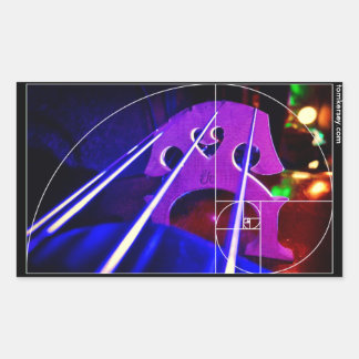 Sticker Rectangulaire pont de violoncelle et cordes avec spirale Fibonac