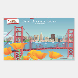Sticker Rectangulaire Pont Golden Gate San Francisco, CA