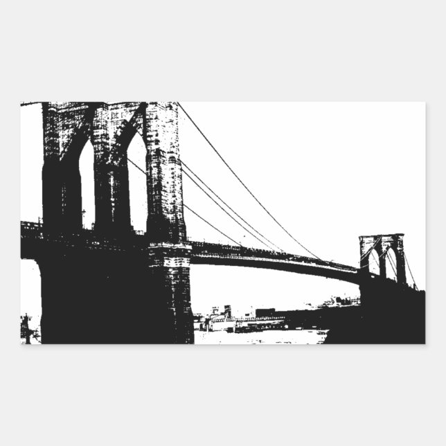 Sticker Rectangulaire Pont vintage Brooklyn (Devant)