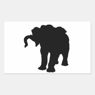 Sticker Rectangulaire Pop Art Baby Elephant Silhouette