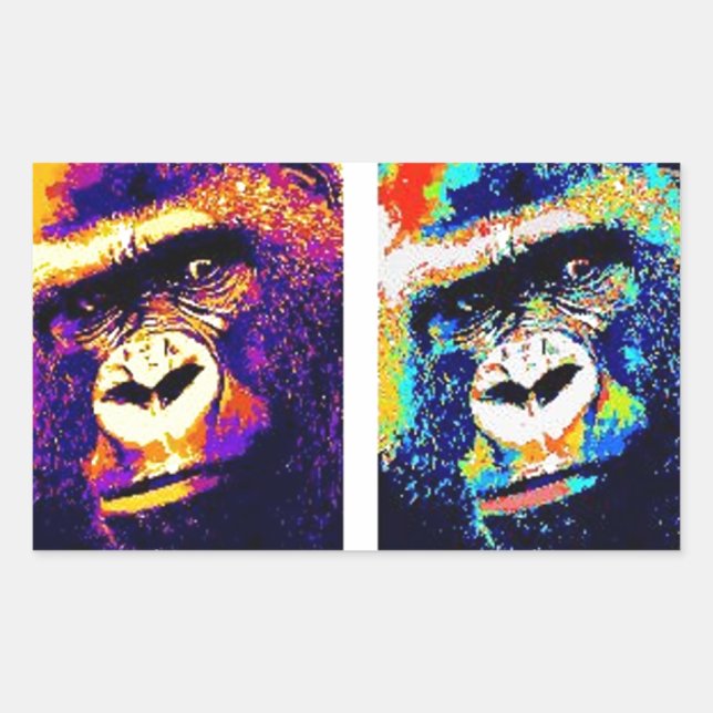 Sticker Rectangulaire Pop Art Gorillas (Devant)