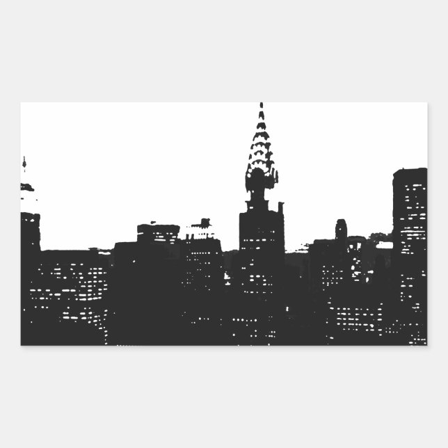 Sticker Rectangulaire Pop Art New York Silhouette (Devant)