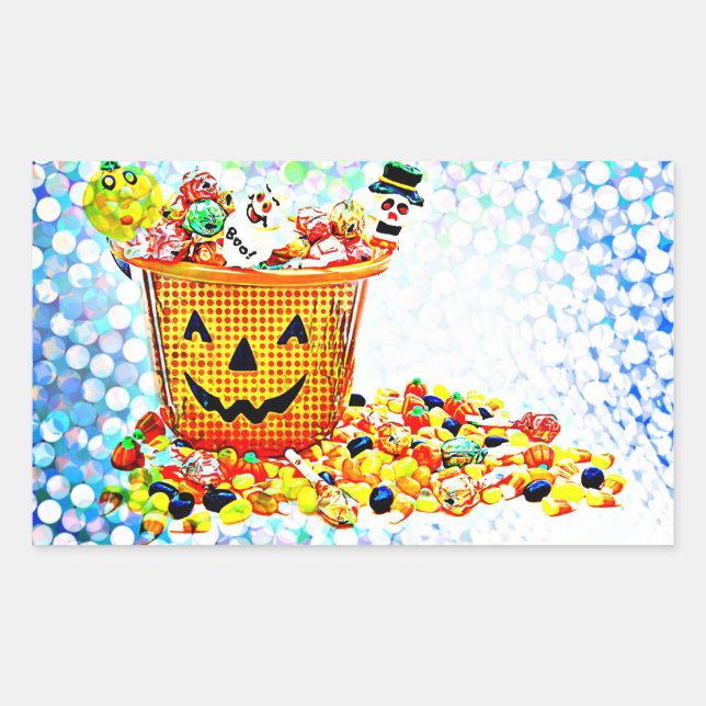 Sticker Rectangulaire PopArt Halloween Traitements (Devant)