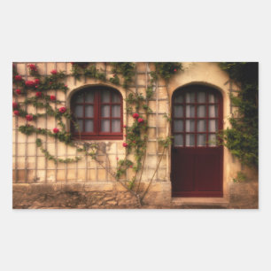 Sticker Rectangulaire Porte du cottage rose