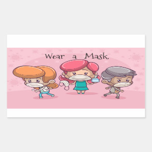 Sticker Rectangulaire Porter un masque