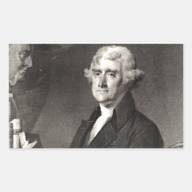 Sticker Rectangulaire Portrait de Thomas Jefferson (Devant)
