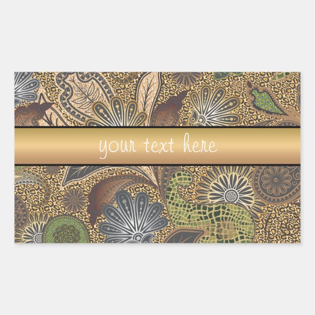 Sticker Rectangulaire Poster de animal Paisley Motif (Devant)