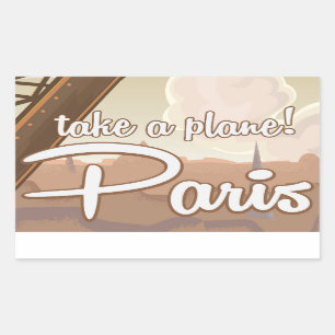 Sticker Rectangulaire poster de voyage Paris Cartoon vintage