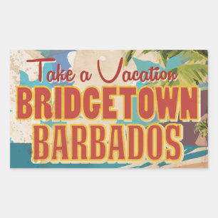 Sticker Rectangulaire Poster Vintage voyage de Bridgetown, Barbade