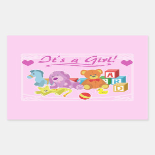 Sticker Rectangulaire Poupées mignonnes - C'est une fille !