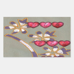 Sticker Rectangulaire Pour Vous De Moi : Beau Coeurs Floraux Design