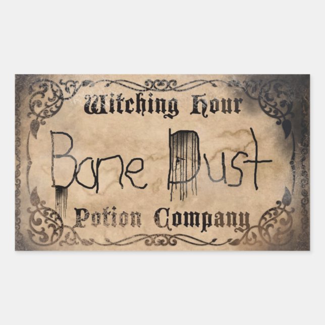 Sticker Rectangulaire Poussière d'os de nouveauté Halloween Antique (Devant)