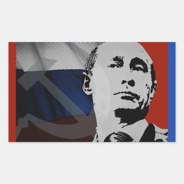 Sticker Rectangulaire Poutine avec le drapeau russe (Devant)