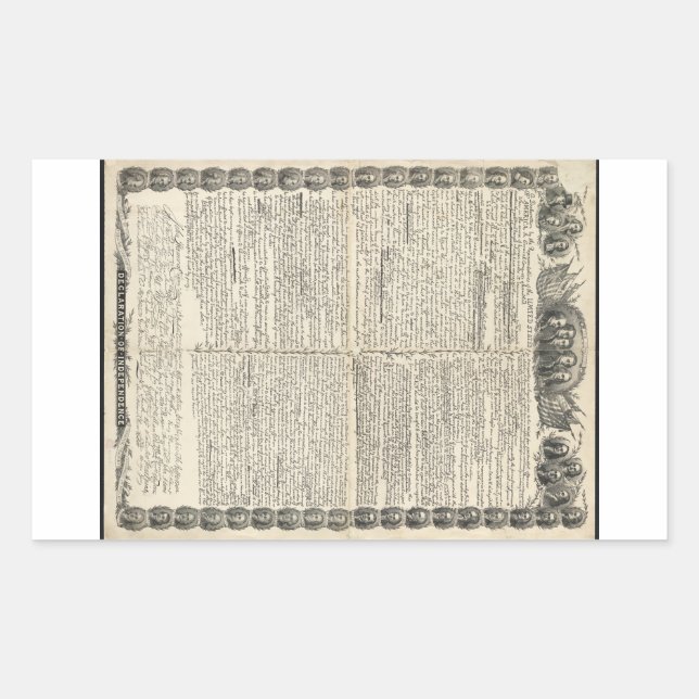 Sticker Rectangulaire Premier projet de déclaration d'indépendance (Devant)