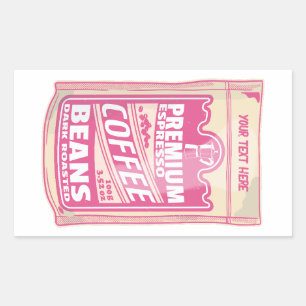 Sticker Rectangulaire Premium espresso café haricots rose nourriture pop